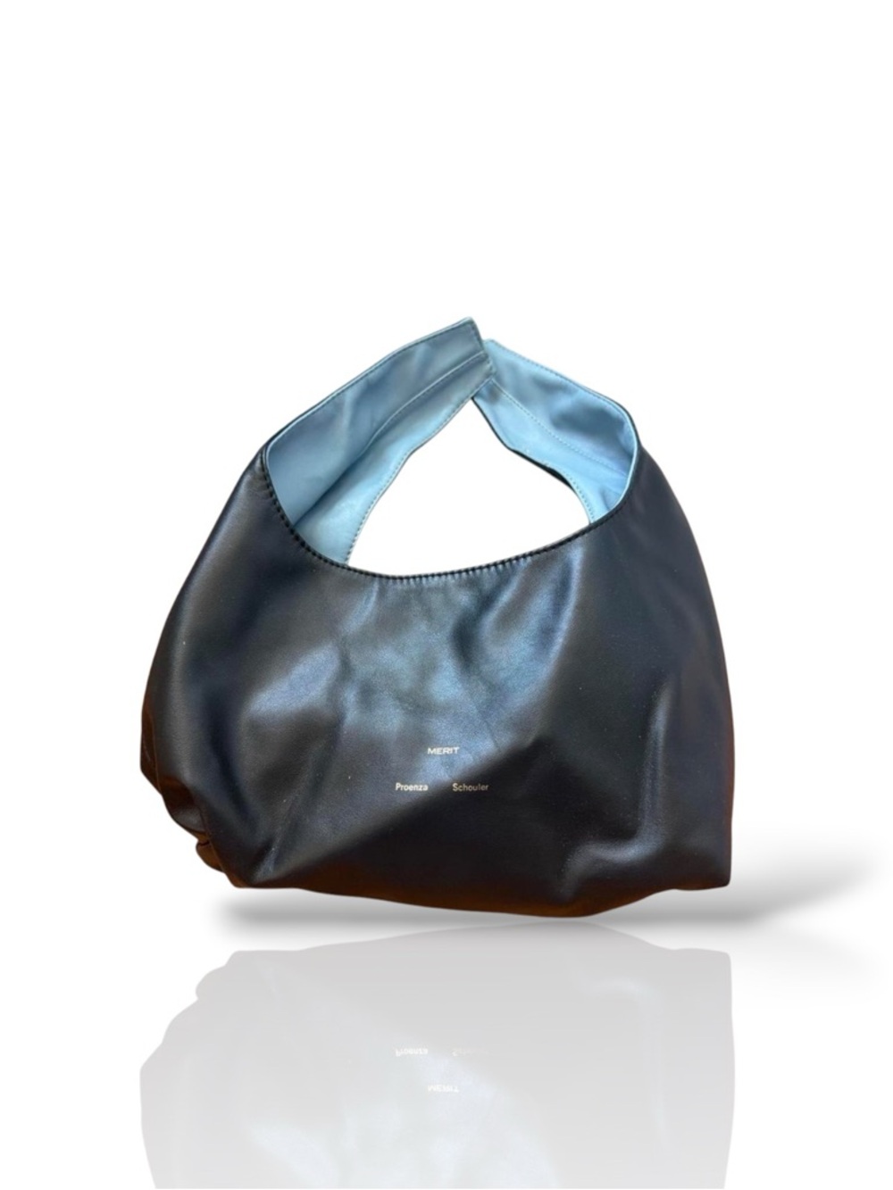 Proenza Schouler X Merit Black Leather Knot-Top w Light Blue Interior - Picture 3 of 3